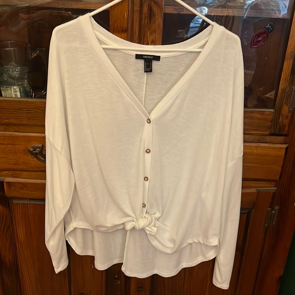 White Button Down Top with Tie